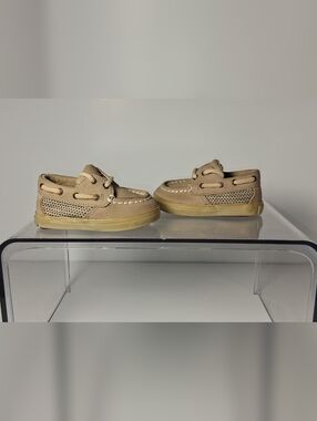 Sperry Top Sider Girls 1M Toddler Intrepid Crib Oat Linen Lace Up Boat Shoes